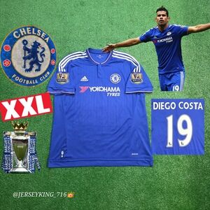 Adidas Chelsea FC Diego Costa #19 2015/2016 Home Blue Jersey Gold EPL Patches